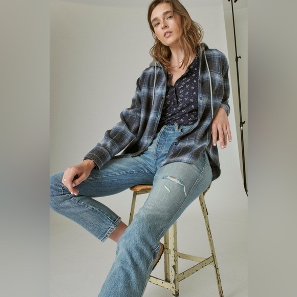 Lucky Brand High Rise Drew Button Fly Intentional Distressing Mom Jeans Size 26 - Picture 16 of 16